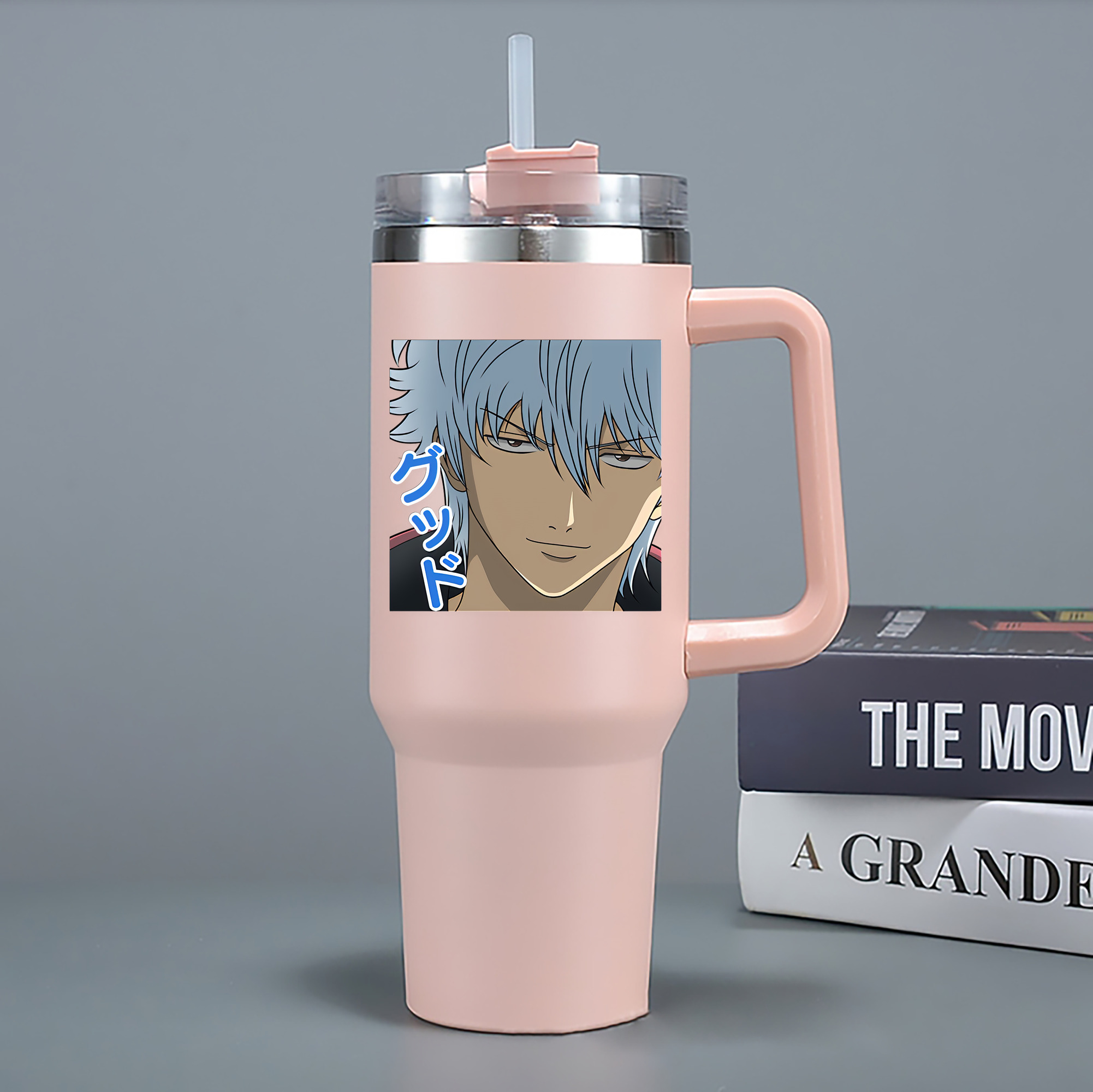 （画像用） ぎんたま 坂田銀時（さかたぎんとき） 神楽 志村新八（しむら しんぱち） GINTAMA Sakata Gintoki Kagura Shimura Shinpachi 1200mL車用タンブラー - クリスタルステッカー（プラスチックストロー付き）